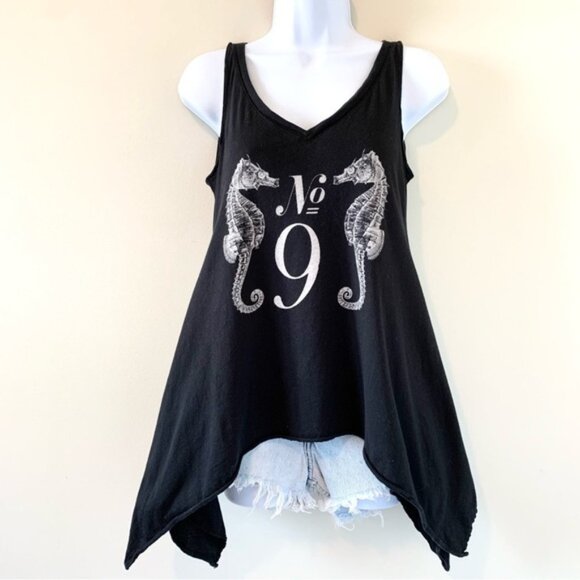 Revolve Wildfox Dreamer Seahorse No. 9 Tank Top Draped Flowy V-neck Black XS - Picture 3 of 11
